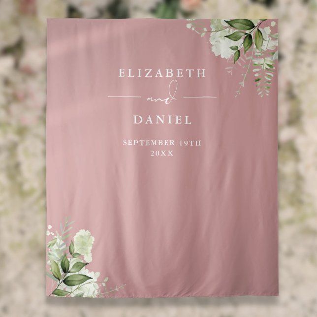 Dusty Rose Floral Wedding Photo Booth Backdrop (Dusty Rose Floral Wedding Photo Booth Backdrop)