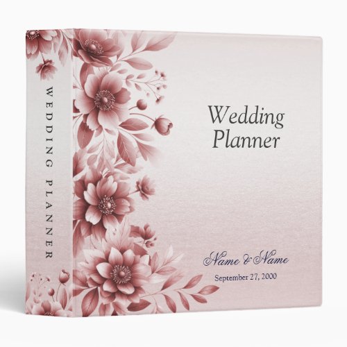 Dusty Rose Floral Wedding Planner 3 Ring Binder