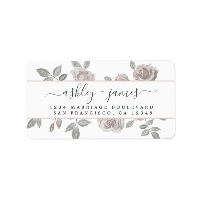 Dusty Rose Floral Wedding Return Address Label (Front)