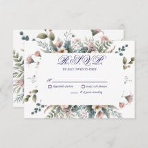 Dusty Rose Floral Wedding RSVP Botanical Reply