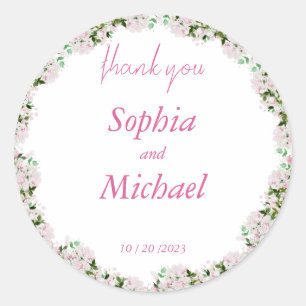 Dusty Rose Floral Wedding Thank You Favor Stickers