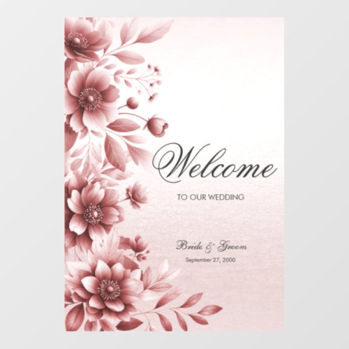 Dusty Rose Floral Wedding Wall Decal