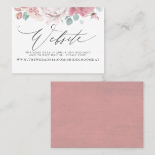 Dusty Rose Floral Wedding Website Card
