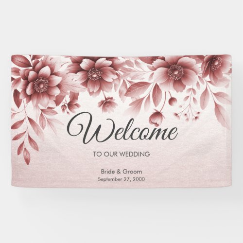 Dusty Rose Floral Welcome Banner