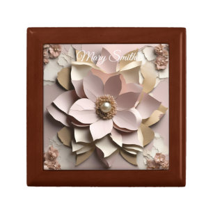 Dusty Rose Floral - Wooden Jewelry Keepsake Box