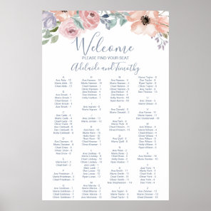 Dusty Rose Florals Alphabetical Seating Chart
