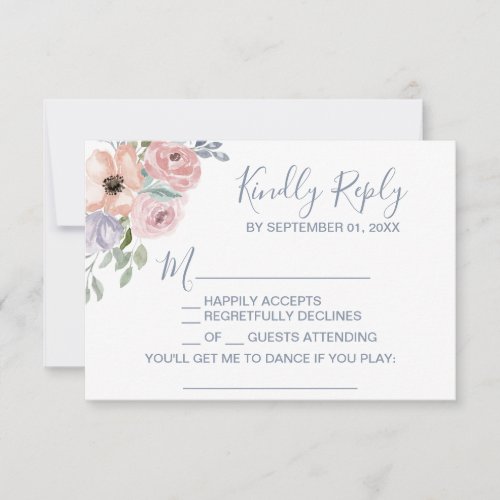Dusty Rose Florals Song Request RSVP Card