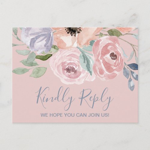 Dusty Rose Florals Song Request RSVP Postcard