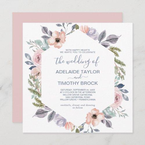 Dusty Rose Florals Square The Wedding Of Invitation