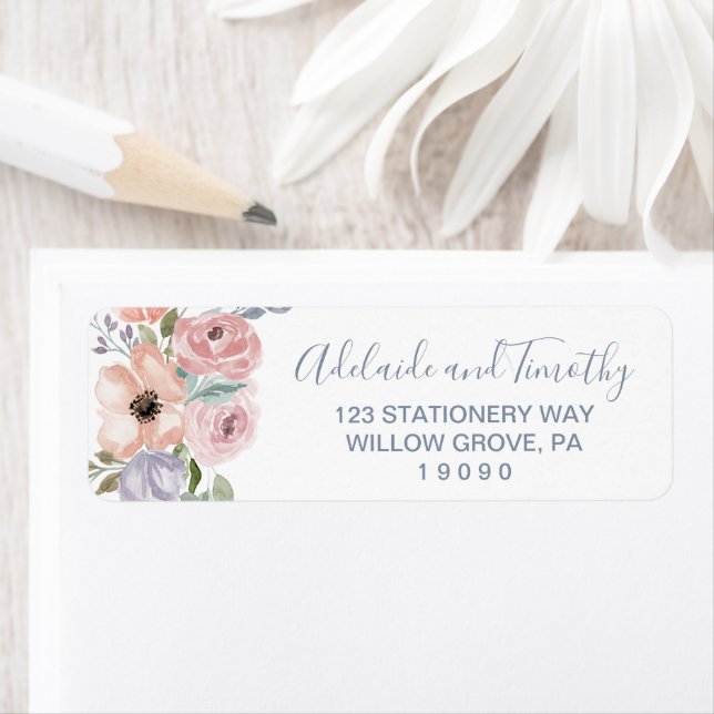 Dusty Rose Florals Wedding Label (Insitu)