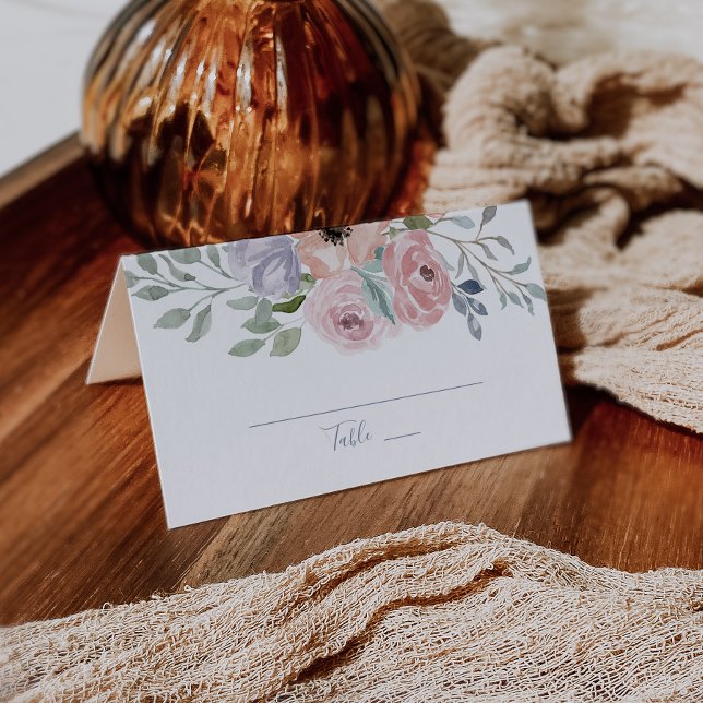 Dusty Rose Florals Wedding Place Card (Creator Uploaded)