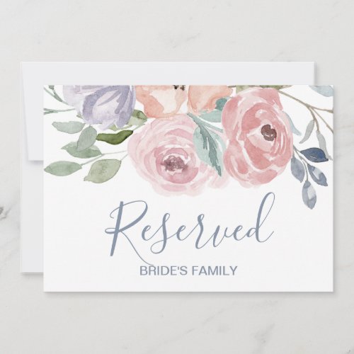 Dusty Rose Florals Wedding Reserved Sign Invitation