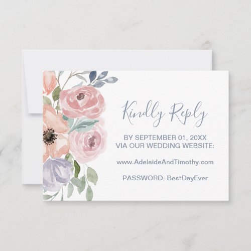 Dusty Rose Florals Wedding Website RSVP Card