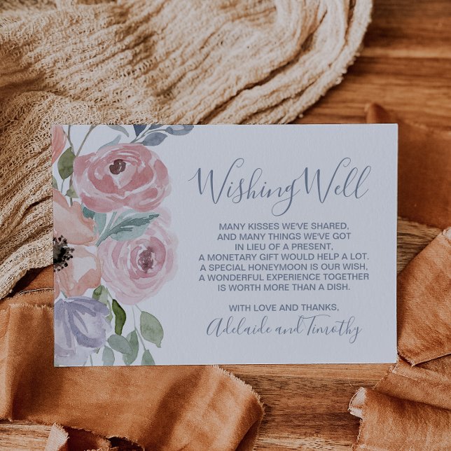 Dusty Rose Florals Wedding Wishing Well Enclosure Card (Creator Uploaded)