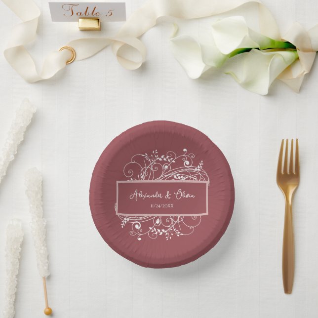 Dusty Rose Flourish Wedding Shower Paper Bowls (Wedding)