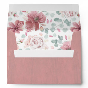 Dusty Rose Flowers and Eucalyptus Greenery Envelope