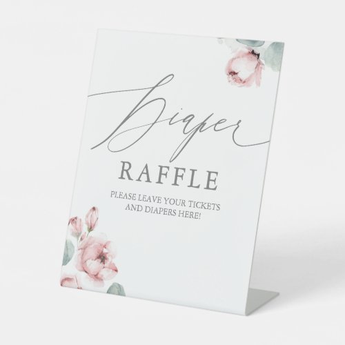 Dusty Rose Flowers Diaper Raffle Ticket Place Sign