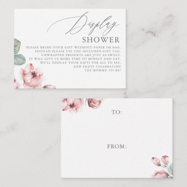 Dusty Rose Flowers Display Shower Enclosure Card (Front/Back)