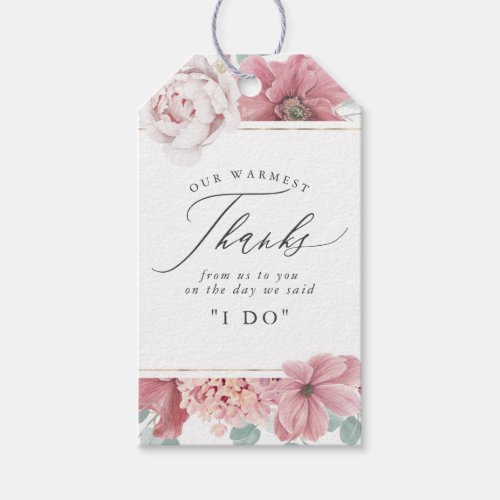 Dusty Rose Flowers Elegant Thank You Gift Tags