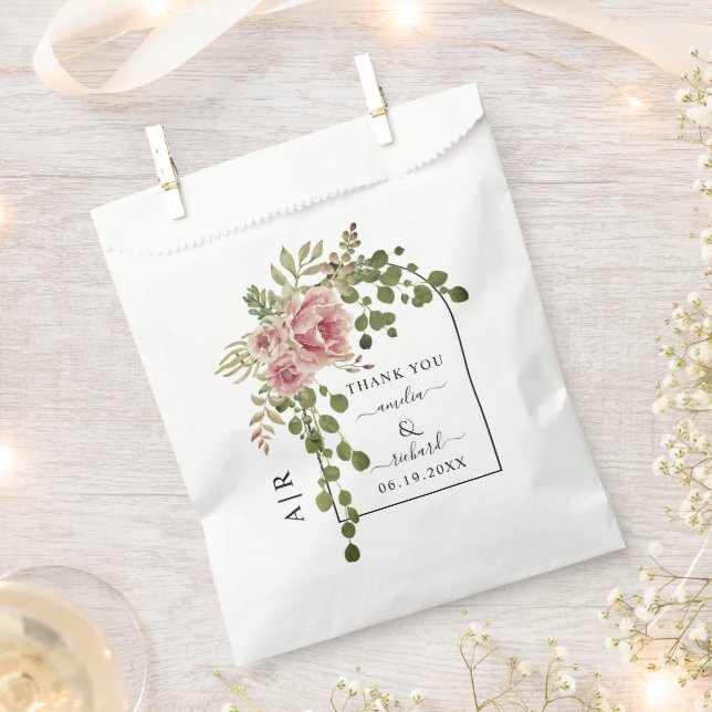 Dusty rose flowers Thank You spring wedding Favor Bag (Clipped)