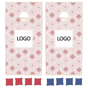 Dusty Rose Geometric Aztec Pattern Business Logo Cornhole Set