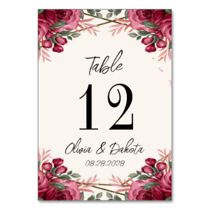Dusty Rose Geometric Floral Wedding Table Number