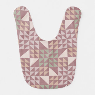 Dusty Rose Geometric Quilt Pattern Baby Bib