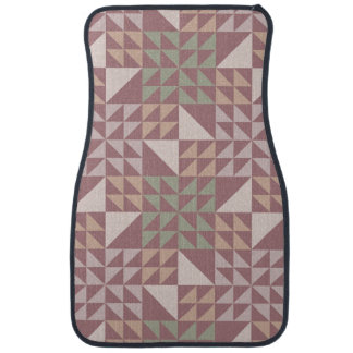 Dusty Rose Geometric Quilt Pattern Car Mats