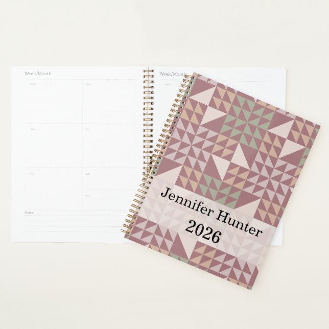 Dusty Rose Geometric Quilt Pattern Planner (Display)