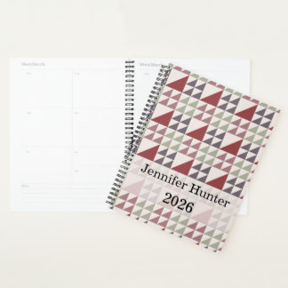 Dusty Rose Geometric Quilt Pattern Planner