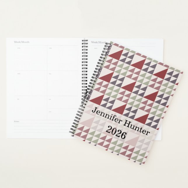 Dusty Rose Geometric Quilt Pattern Planner (Display)