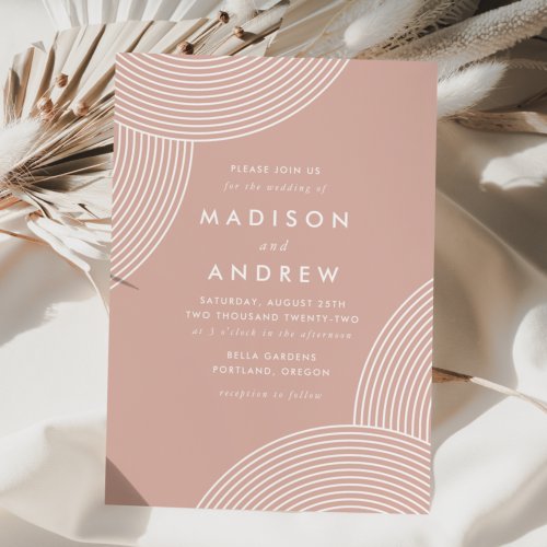 Dusty Rose Geometric Swirl Wedding Invitation