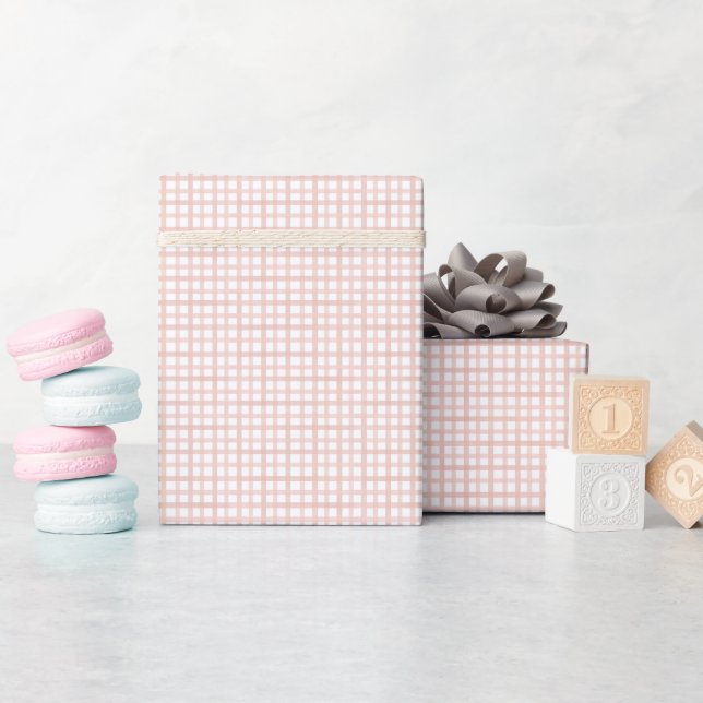 Dusty Rose Gingham Baby Shower Wrapping Paper (Baby Shower)