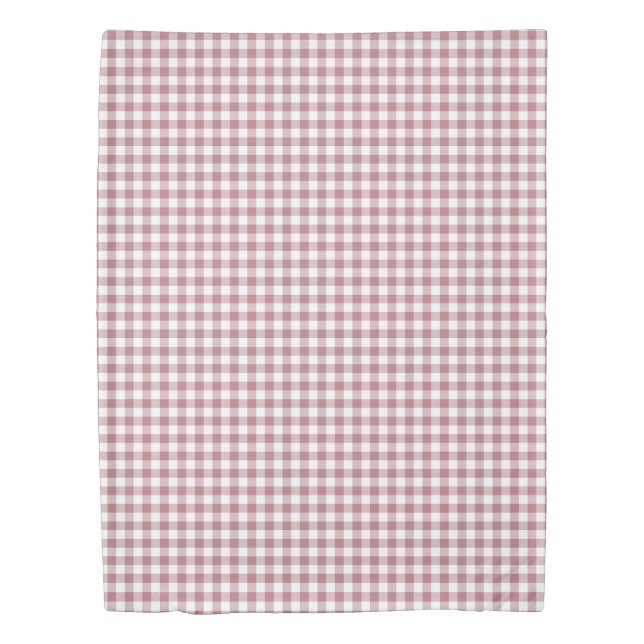 Dusty Rose Gingham Check Pattern Duvet Cover (Front)