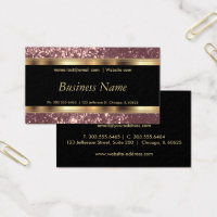 Dusty Rose Glitter and Elegant Gold Business Card