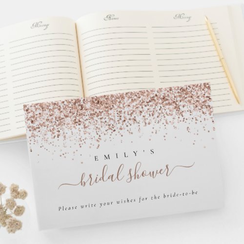 Dusty Rose Glitter Bridal Shower Guest Book