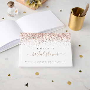 Dusty Rose Glitter Bridal Shower Guest Book