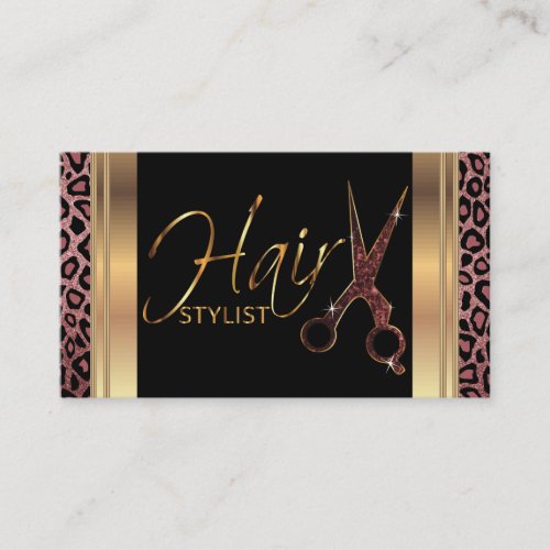 Dusty Rose Glitter Hair Stylist Business Card