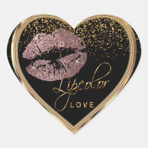 Dusty Rose Glitter Lipcolor Love Heart Sticker