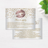 Dusty Rose Glitter Lips Application Instructions Business Card