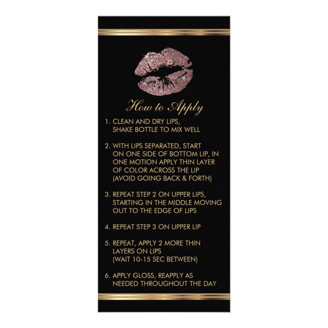 Dusty Rose Glitter Lipstick Instructions Rack Card (Front)