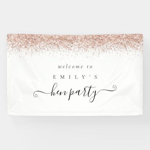 Dusty Rose Glitter Name Welcome to Hen Party Banner