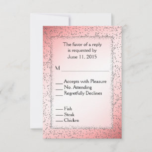 Dusty Rose Glitter RSVP w Entree Choices Card