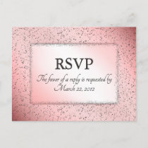 Dusty Rose Glitter RSVP with Entree Choice Invitation Postcard