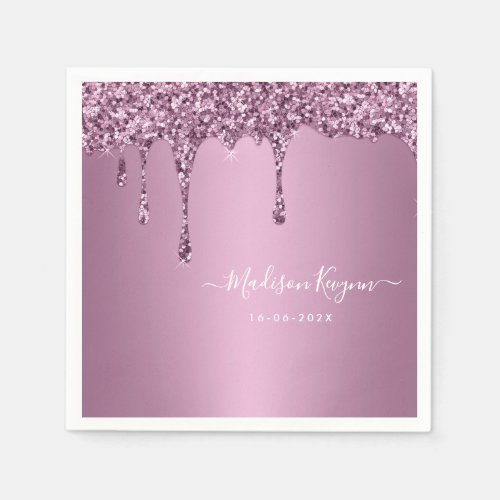 Dusty Rose Glitter Wedding Napkins