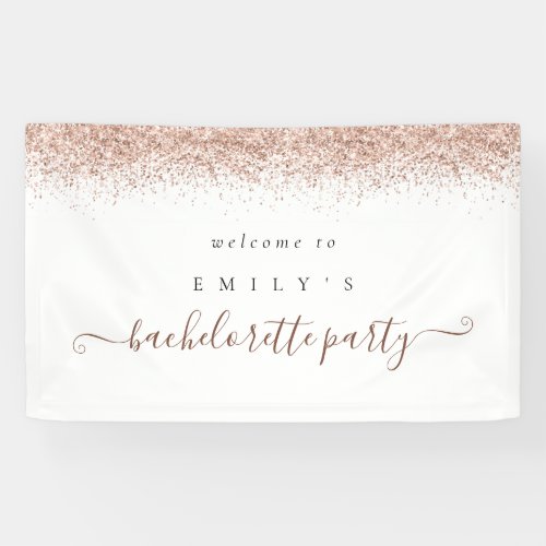 Dusty Rose Glitter Welcome to Bachelorette Party Banner