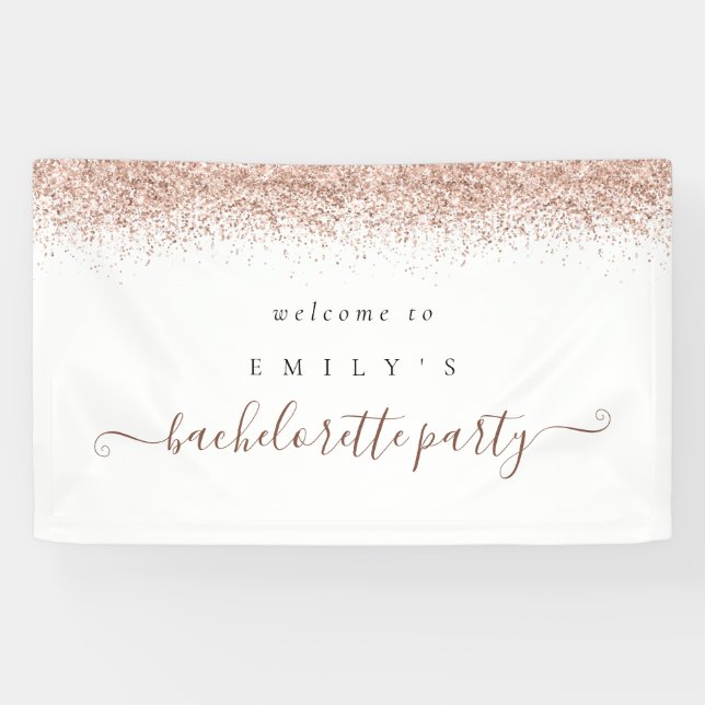 Dusty Rose Glitter Welcome to Bachelorette Party Banner (Horizontal)