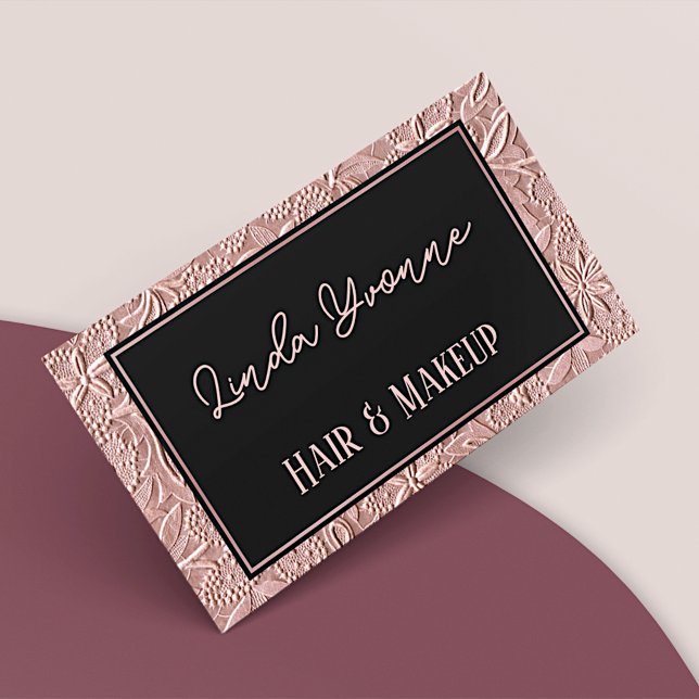 Dusty Rose Gold Blush Pink Floral Art Pattern Business Card (Creator Uploaded)
