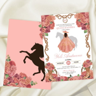 Dusty Rose Gold Blush Western Charro Quinceañera Invitation