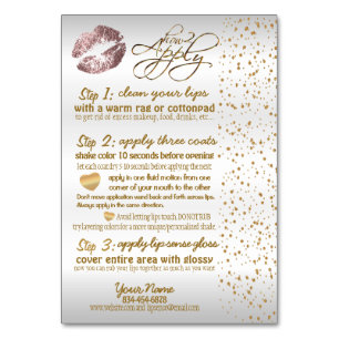 Dusty Rose & Gold Confetti Lip Instructions 2 Table Number